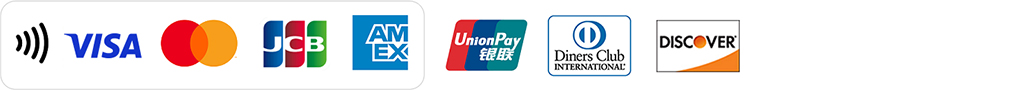 VISA,Mastercard,JCB,AMERICAN EXPRESS,UnionPay銀聯,Diners Club INTERNATIONAL,DISCOVER